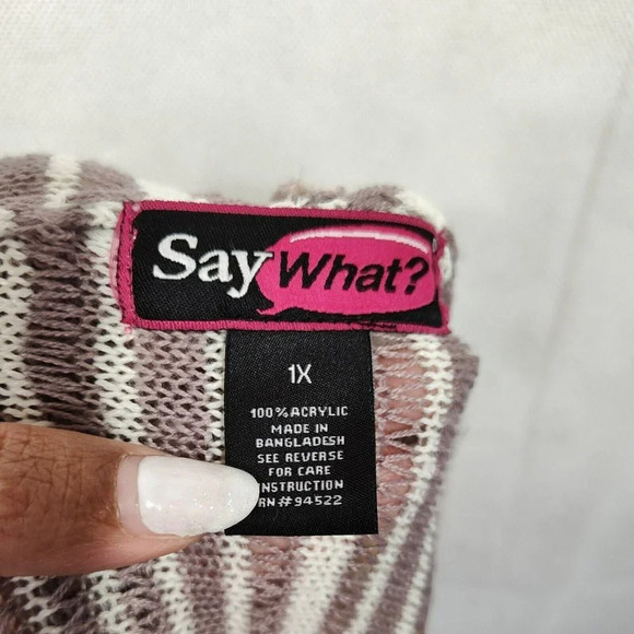 Say What Hooded Cardigan Sweater Open Size 1X Peach Purple Long Sleeve FLAWS - Picture 4 of 7